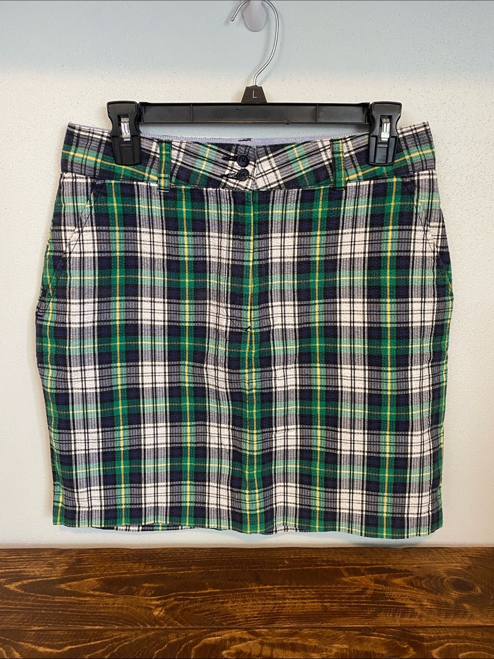 Tommy Hilfiger Green, Navy and White Plaid Mini Skirt